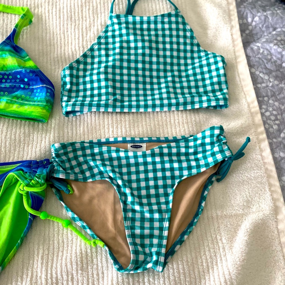 Green checked bathing suit